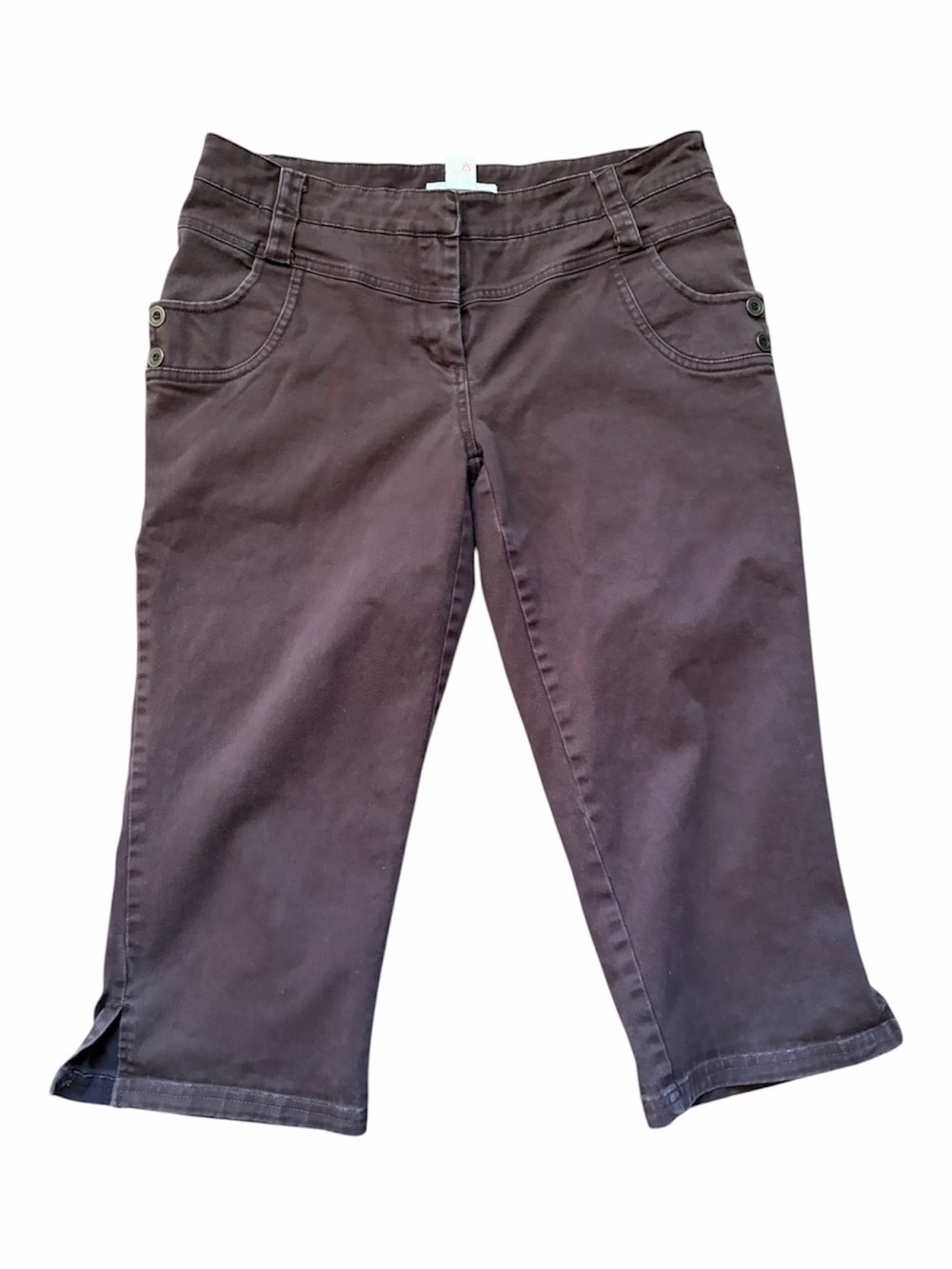 Cherokee Brown Capris Y2K Utility Casual Cotton Pants Cropped Low Rise Boho